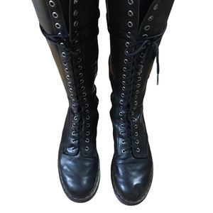 Dr Martens 20-eye knee high black smooth leather boots
